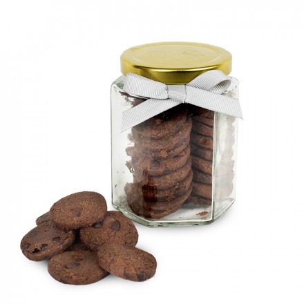 Large Jar of Cookies with label and ribbons (90 grams) - Triple Choco