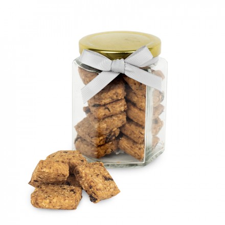 Large Jar of Cookies with label and ribbons (90 grams) - Oat & Raisin